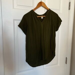 Old Navy Dark Green V-Neck Short Sleeve Top